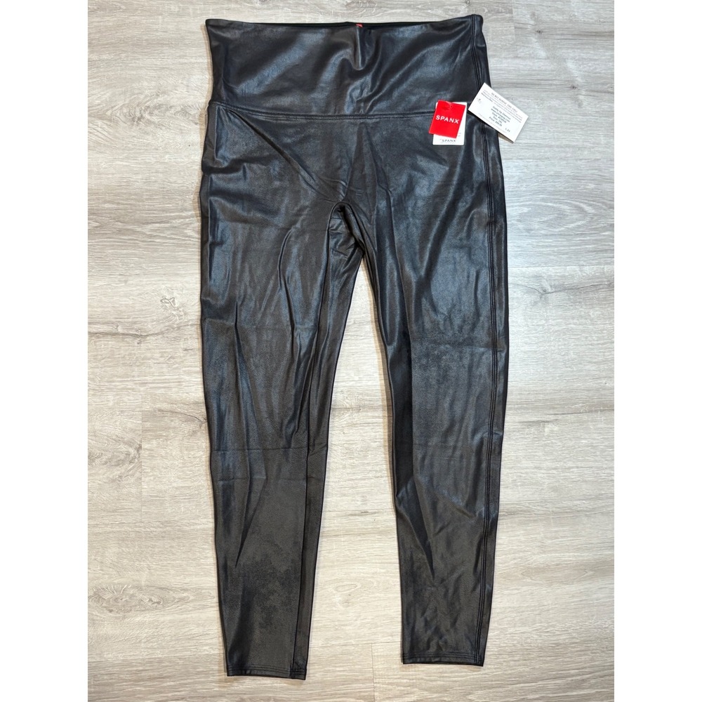 Spanx Faux Leather‎ Leggings High Waisted Shaping Tummy Control 3XL NEW